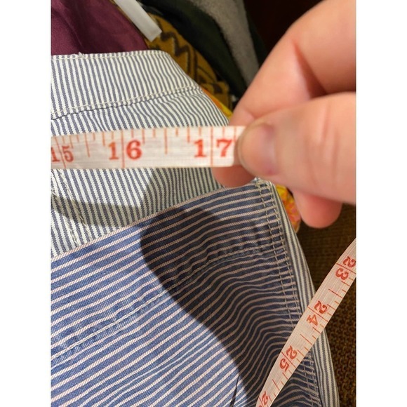 Pilcro and the Letterpress Womens Railroad Stripe Denim Mini Skirt Blue/White 10 - Picture 8 of 10